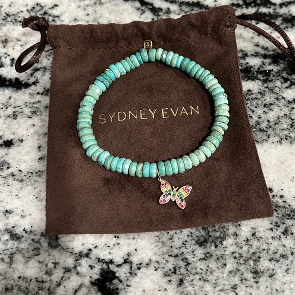 Jewelry - Sydney Evan rainbow butterfly on Arizona turquoise bracelet
